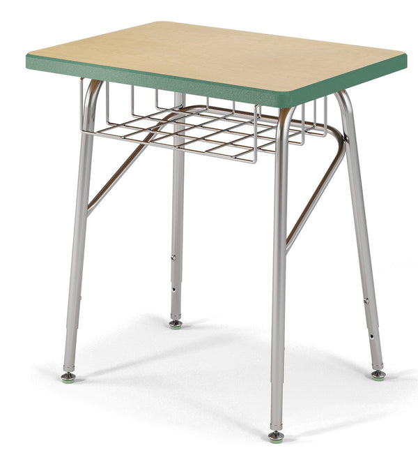 USA Capitol 449 Fixed Height Desk with Wire Book Basket