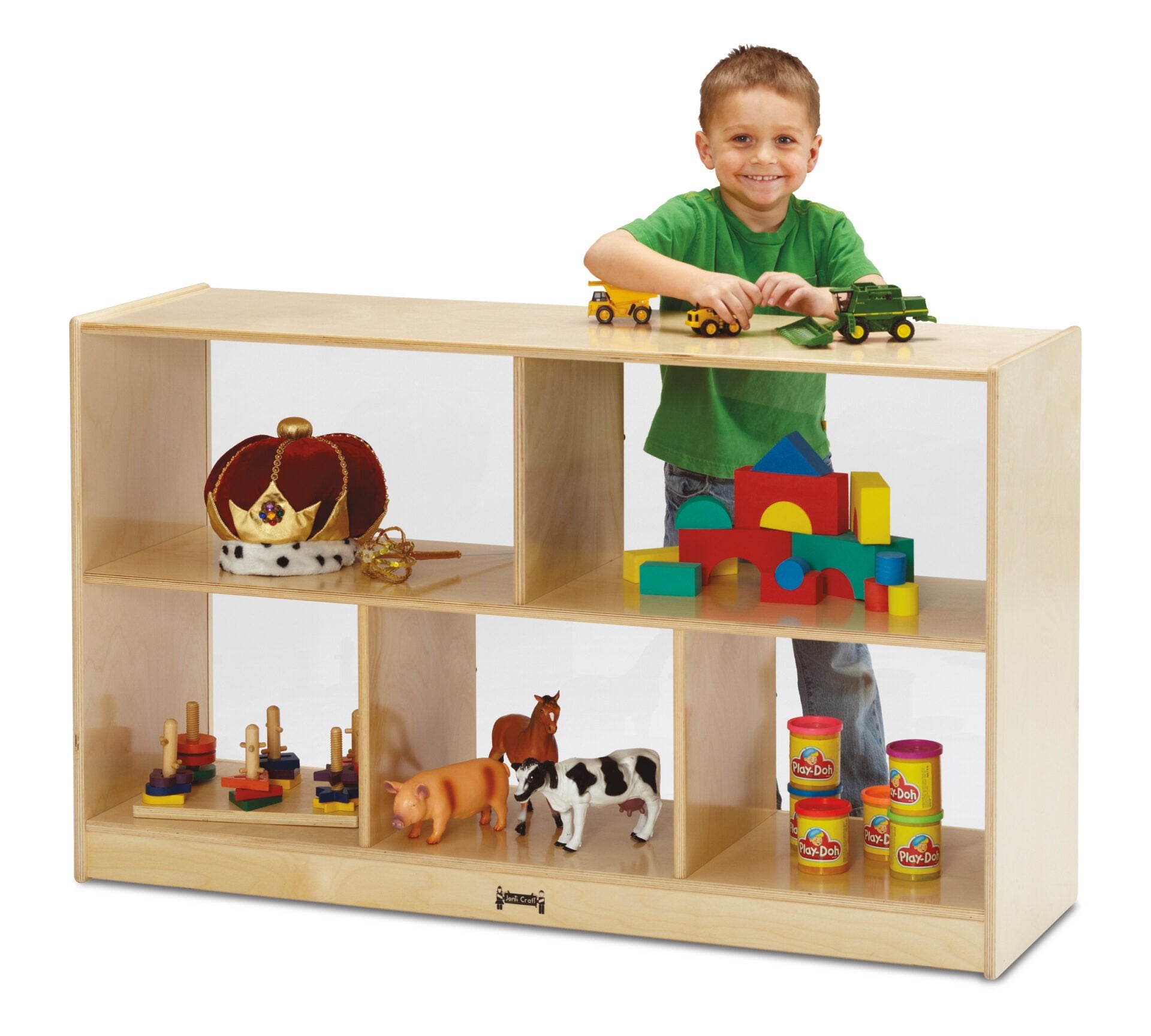 Jonti-Craft® Low Single Mobile Storage Unit - See-Thru Back