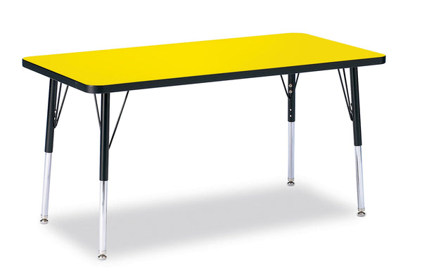 Jonticraft Berries® Rectangle Activity Table - 24" X 48", A-height - Yellow/Black/Black
