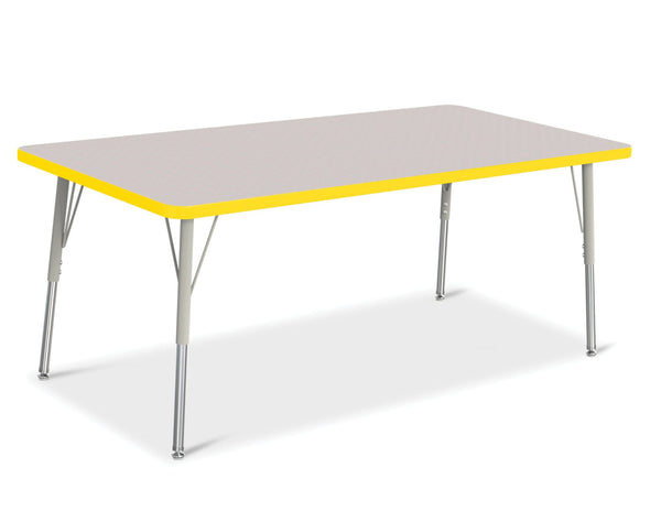 Jonticraft Berries® Rectangle Activity Table - 30" X 60", A-height - Gray/Yellow/Gray