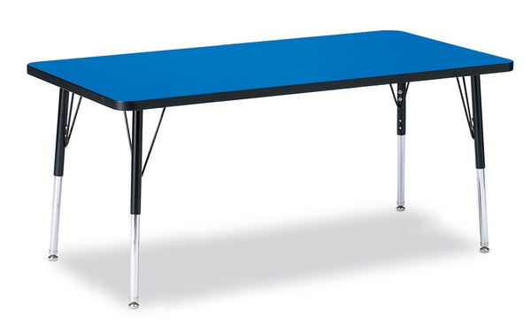 Jonticraft Berries® Rectangle Activity Table - 30" X 60", A-height - Blue/Black/Black