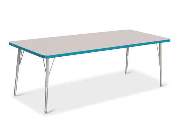 Jonticraft Berries® Rectangle Activity Table - 30" X 72", A-height - Gray/Teal/Gray