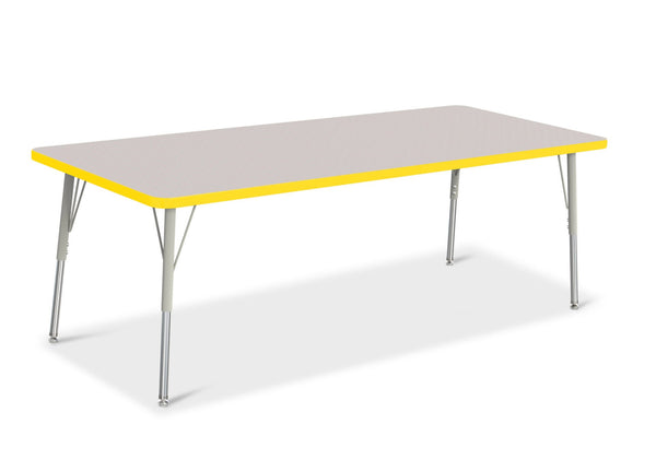 Jonticraft Berries® Rectangle Activity Table - 30" X 72", A-height - Gray/Yellow/Gray