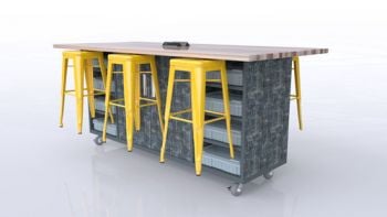CEF 42" High Ed Double Storage Table 84L x 48W x 42H with 6 Stools