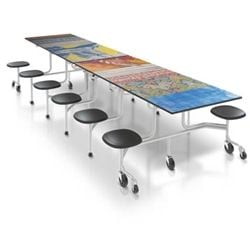 60T Stool Cafeteria Table - 30" Wide Top x 12' Long with 12 Stools by Palmer Hamilton