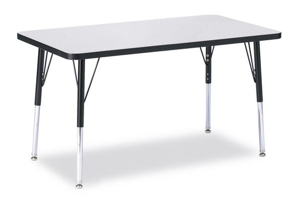 Jonticraft Berries® Rectangle Activity Table - 30" X 48", A-height - Gray/Black/Black