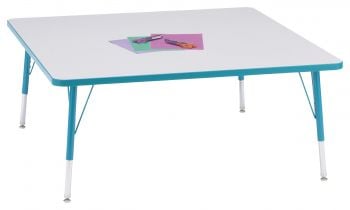 Jonticraft Berries® Square Activity Table - 48" X 48", E-height - Gray/Teal/Teal