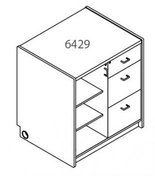 Tesco Circulation Desk 6429 Storage, Hinged Door, 2 File Drawers, 32" h, 36"h, 39"h