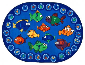 Carpets for Kids #6806 Fishing for Literacy 6'9" x 9'5" Oval
