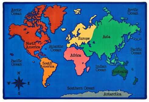 Carpets for Kids 96.86 World Map 8' x 12'
