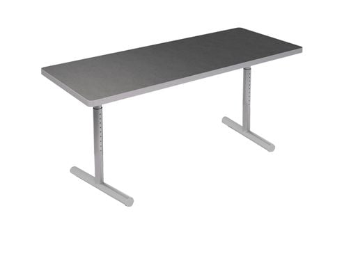 Interior Concepts, Motion Table, T-Leg, Glides, Height Adjustable-Pin Clip, 30d x84w x26-35h