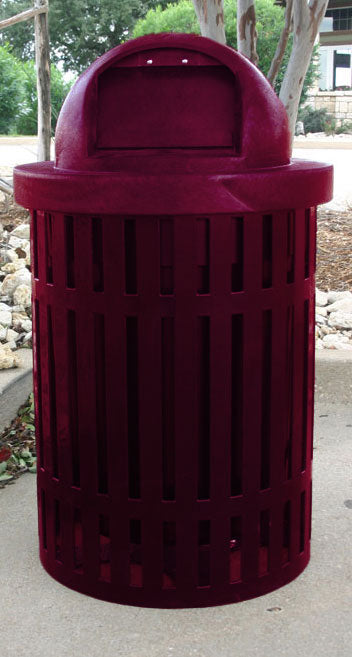 MyTCoat 32 Gallon Trash Receptacle - Slatted Steel - Industry Standard Coating