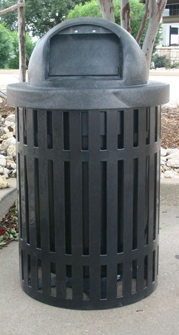 MyTCoat 32 Gallon Trash Receptacle - Slatted Steel - Industry Standard Coating