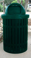 MyTCoat 32 Gallon Trash Receptacle - Slatted Steel - Industry Standard Coating