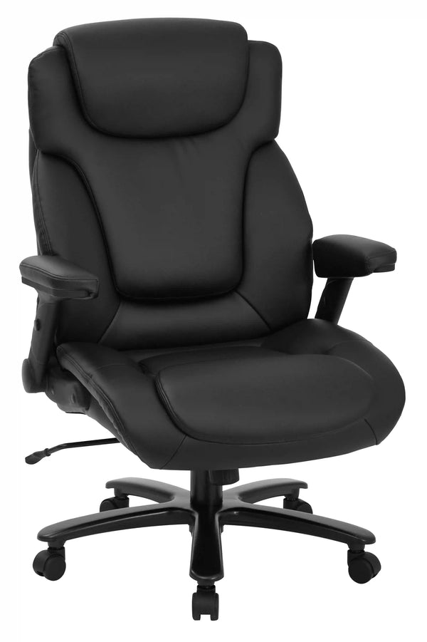 Office Star 39200 Big and Tall Deluxe High Back Bonded Leather Executive Chair with Padded Flip Arms