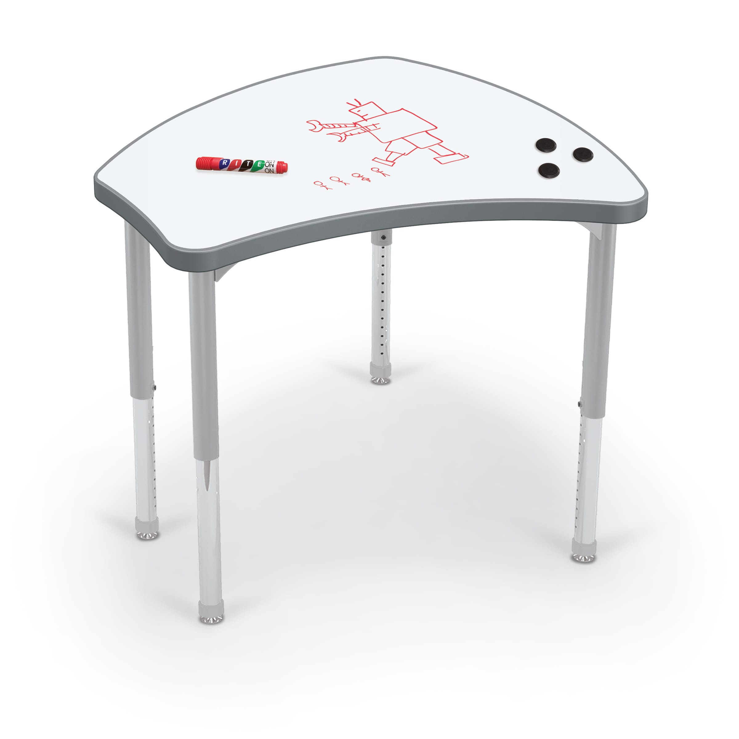 Mooreco Hierarchy Shapes Desk + Porcelain Steel Top