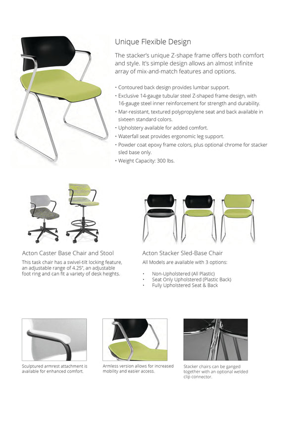 PS Furniture Action Stacker Non- Upholstered (All Plastic) Chair with Arms