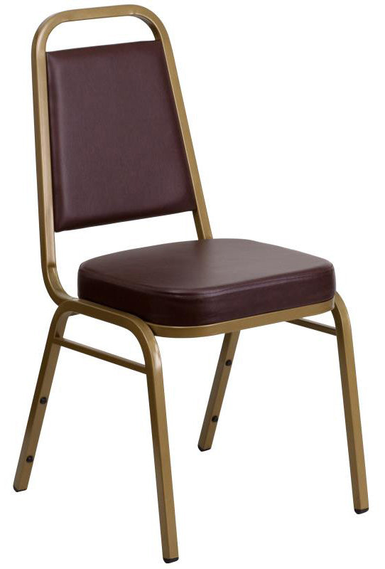 HERCULES Series Trapezoidal Back Stacking Banquet Chair i- Gold Frame