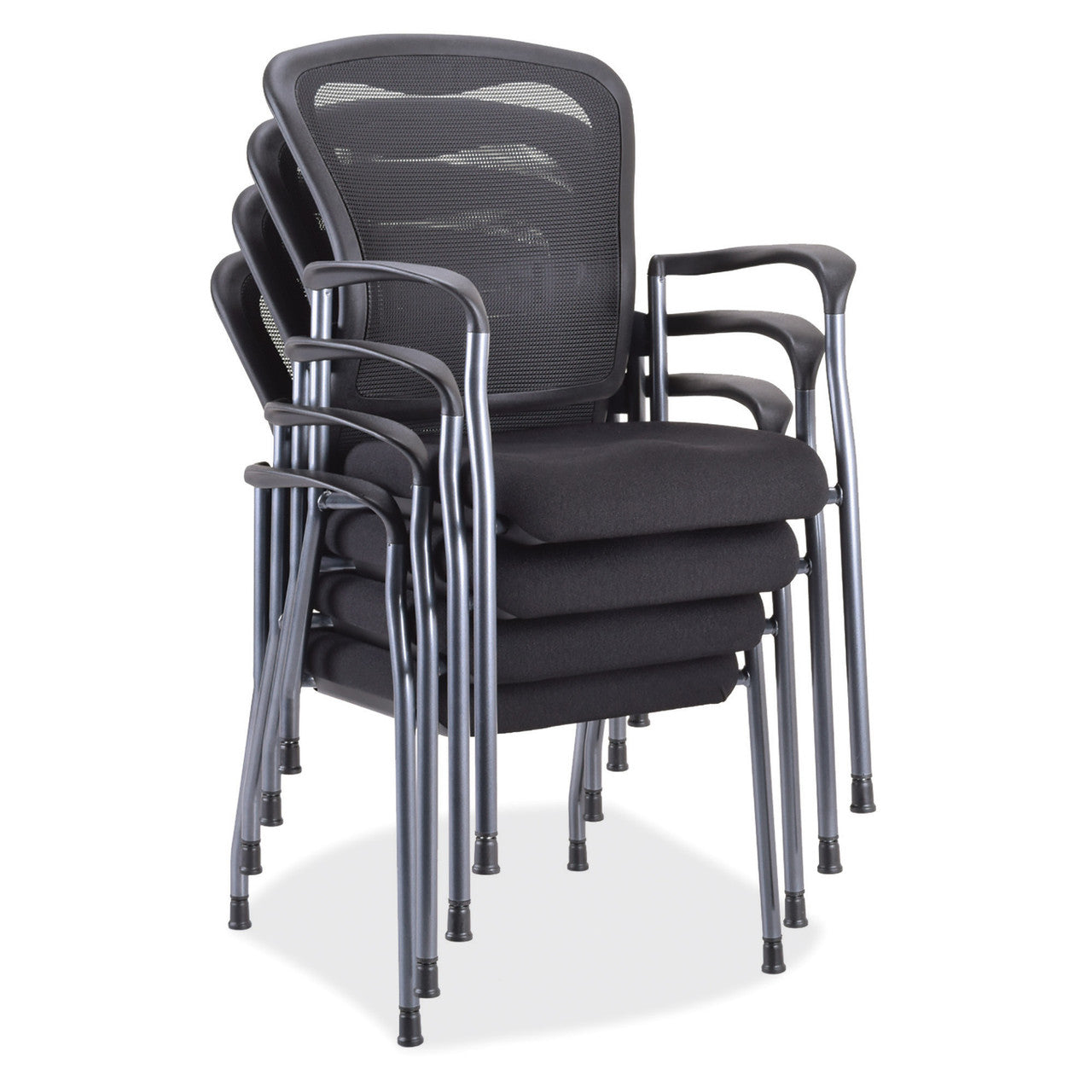 OfficeSource CoolMesh Back Guest Chair with Arms and Titanium Gray Frame