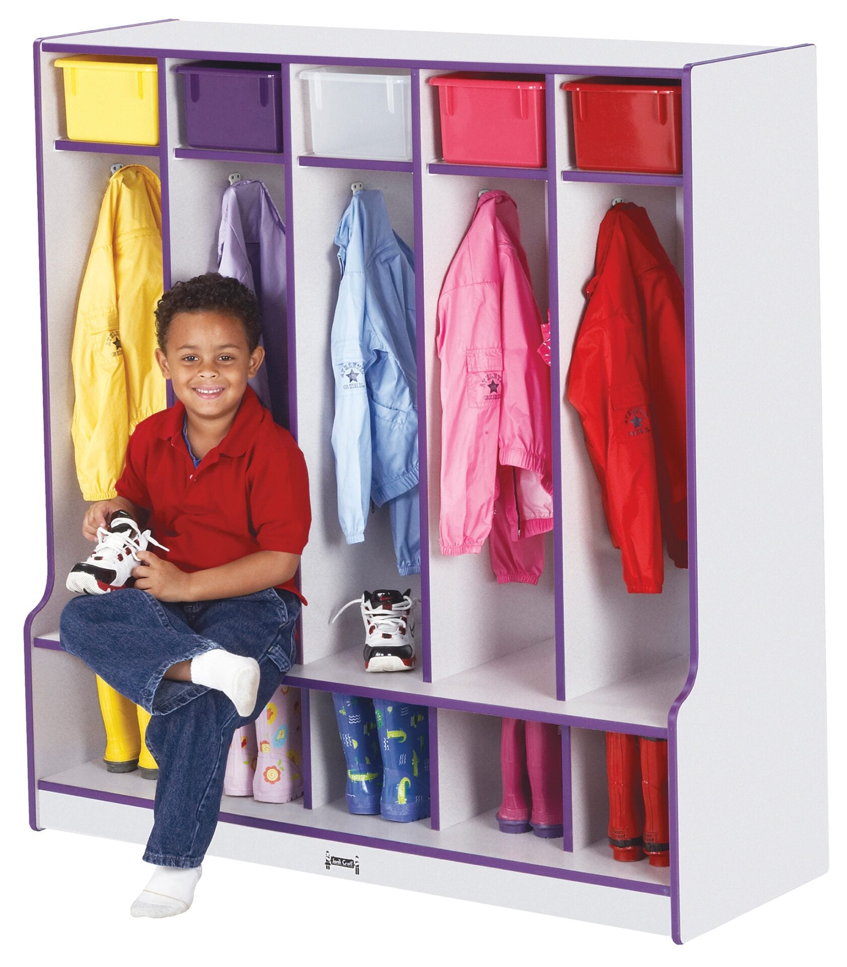 Rainbow AccentsÂ® 5 Section Coat Locker with Step - Orange