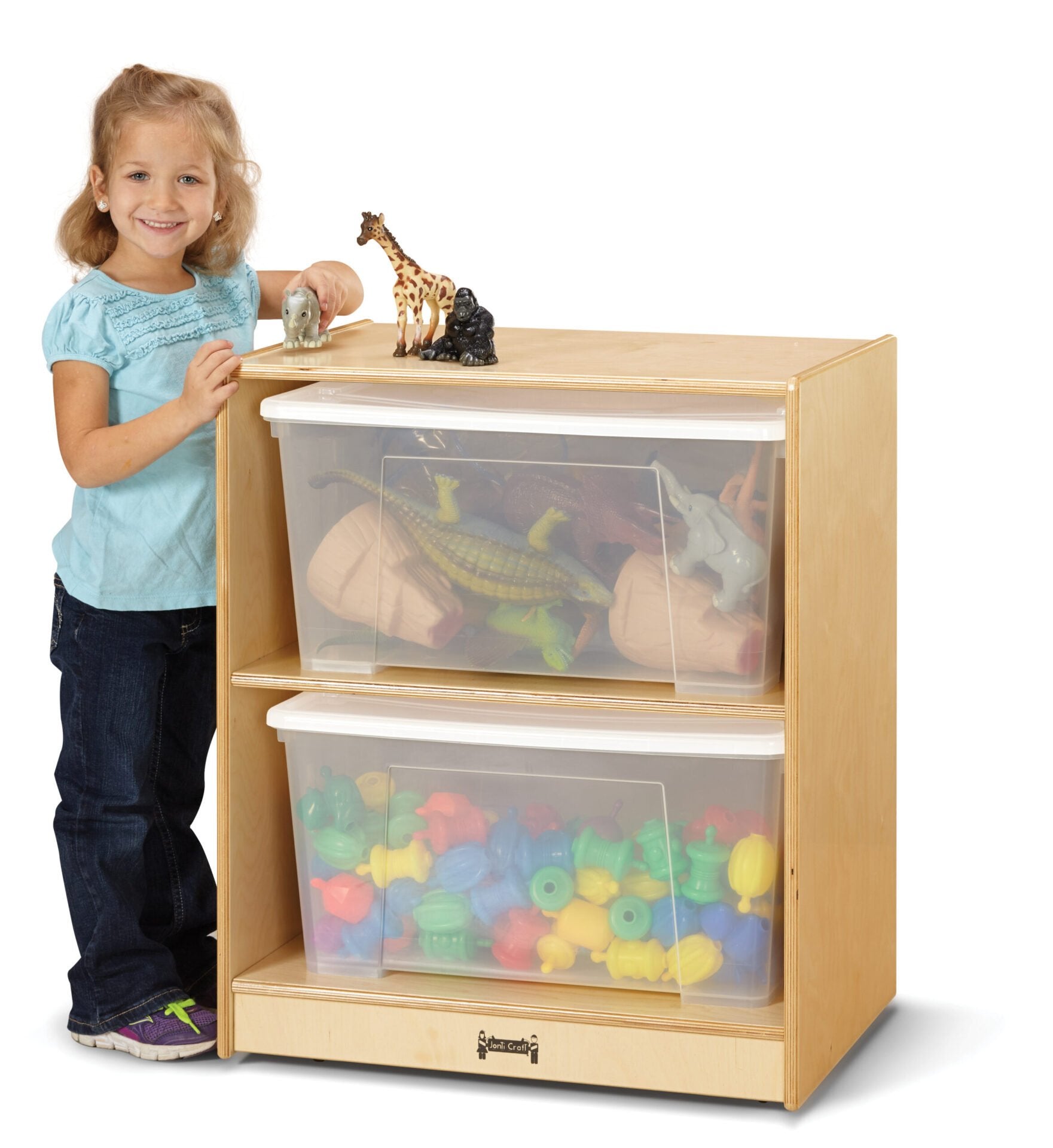 Jonti-Craft® Space-Saver Jumbo Tote Storage with Clear Totes + Lids