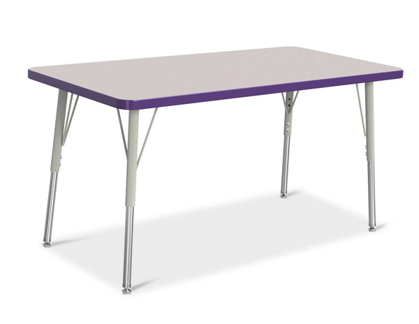 Jonticraft Berries® Rectangle Activity Table - 24" X 48", A-height - Gray/Purple/Gray