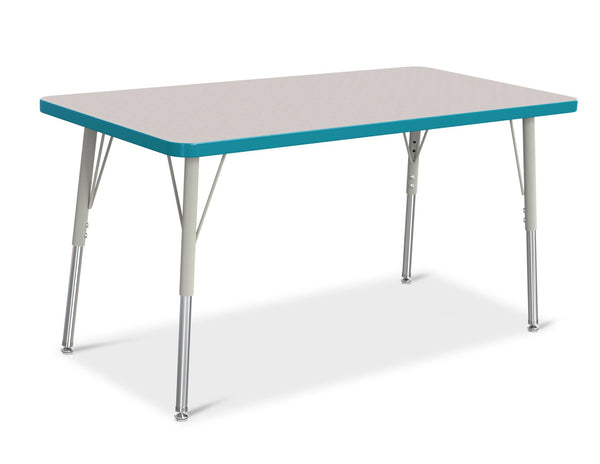 Jonticraft Berries® Rectangle Activity Table - 24" X 48", A-height - Gray/Teal/Gray