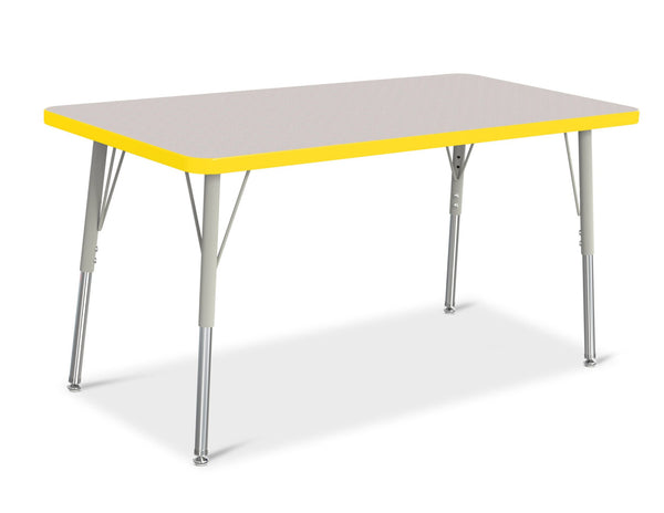 Jonticraft Berries® Rectangle Activity Table - 24" X 48", A-height - Gray/Yellow/Gray
