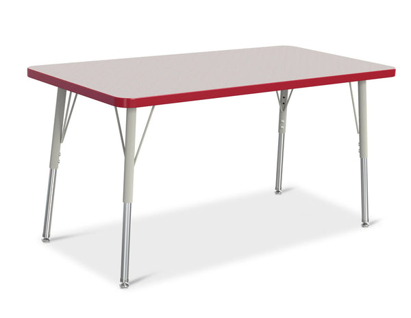 Jonticraft Berries® Rectangle Activity Table - 24" X 48", A-height - Gray/Red/Gray