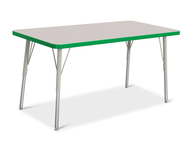 Jonticraft Berries® Rectangle Activity Table - 24" X 48", A-height - Gray/Green/Gray