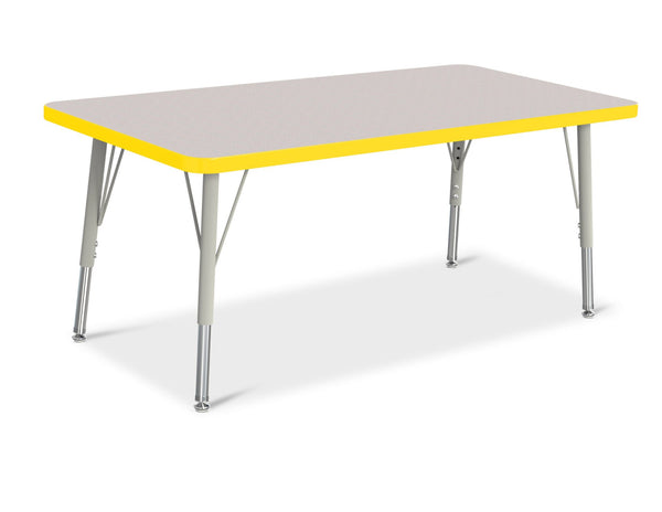 Jonticraft Berries® Rectangle Activity Table - 24" X 48", E-height - Gray/Yellow/Gray