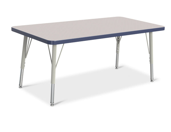 Jonticraft Berries® Rectangle Activity Table - 24" X 48", E-height - Gray/Navy/Gray