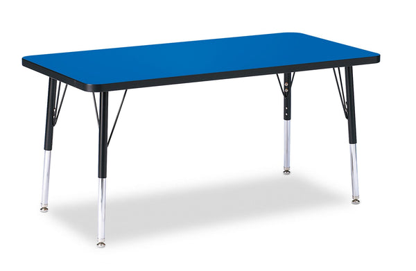 Jonticraft Berries® Rectangle Activity Table - 24" X 48", E-height - Blue/Black/Black