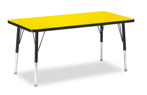 Jonticraft Berries® Rectangle Activity Table - 24" X 48", E-height - Yellow/Black/Black