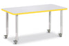 Jonticraft Berries® Rectangle Activity Table - 24" X 48", Mobile - Gray/Yellow/Gray