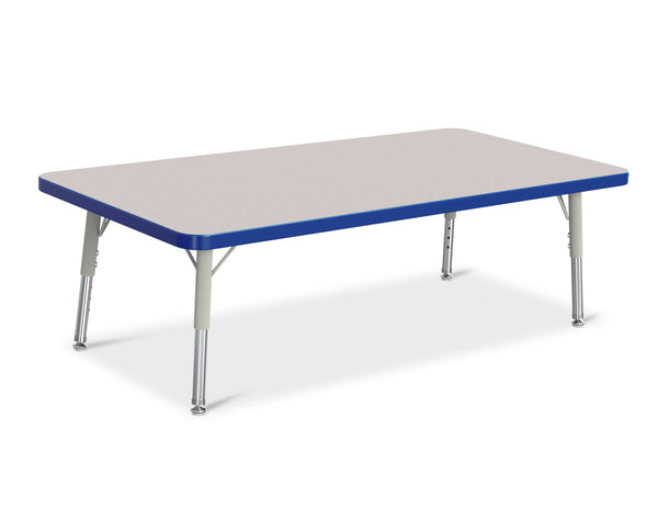 Jonticraft Berries® Rectangle Activity Table - 24" X 48", T-height - Gray/Blue/Gray