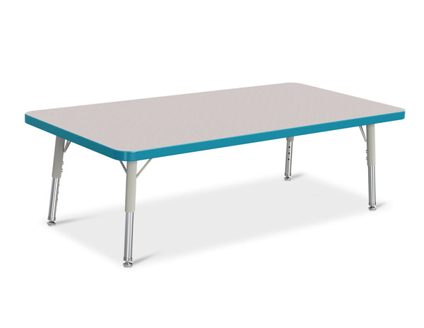 Jonticraft Berries® Rectangle Activity Table - 24" X 48", T-height - Gray/Teal/Gray