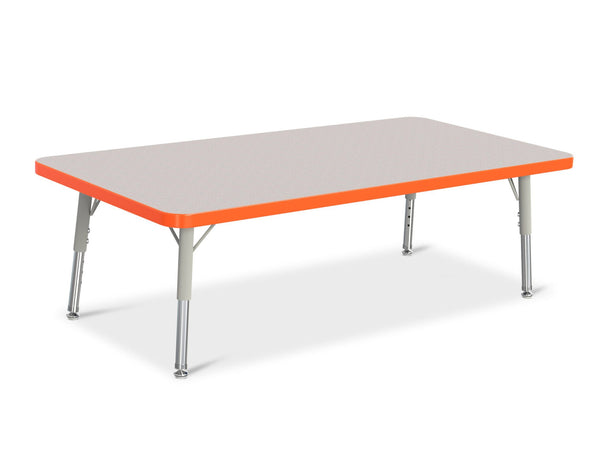 Jonticraft Berries® Rectangle Activity Table - 24" X 48", T-height - Gray/Orange/Gray