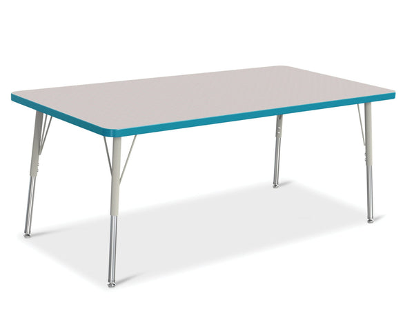 Jonticraft Berries® Rectangle Activity Table - 30" X 60", A-height - Gray/Teal/Gray