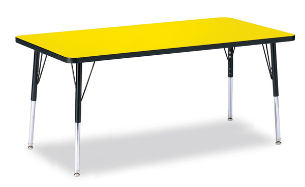Jonticraft Berries® Rectangle Activity Table - 30" X 60", A-height - Yellow/Black/Black