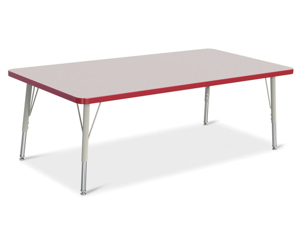 Jonticraft Berries® Rectangle Activity Table - 30" X 60", E-height - Gray/Red/Gray