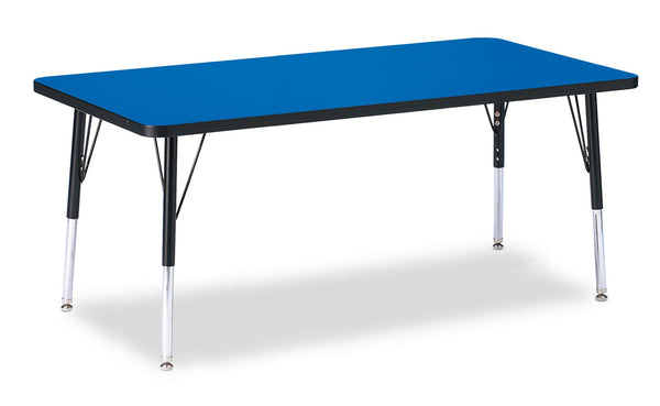 Jonticraft Berries® Rectangle Activity Table - 30" X 60", E-height - Blue/Black/Black