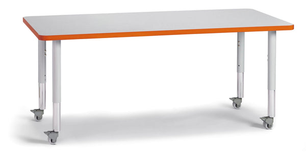 Jonticraft Berries® Rectangle Activity Table - 30" X 60", Mobile - Gray/Orange/Gray