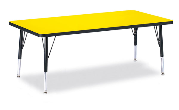 Jonticraft Berries® Rectangle Activity Table - 30" X 60", T-height - Yellow/Black/Black