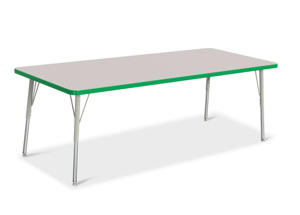 Jonticraft Berries® Rectangle Activity Table - 30" X 72", A-height - Gray/Green/Gray