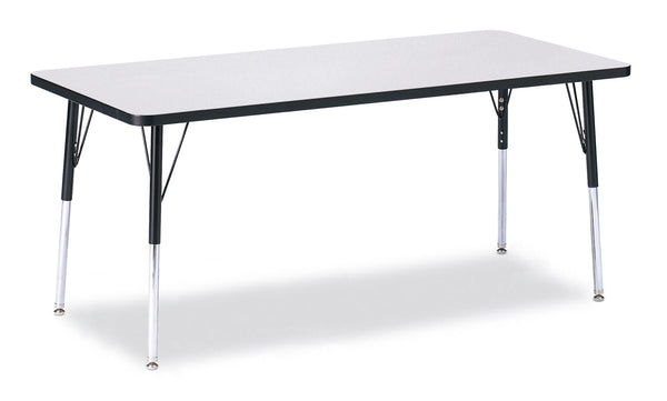 Jonticraft Berries® Rectangle Activity Table - 30" X 72", A-height - Gray/Black/Black