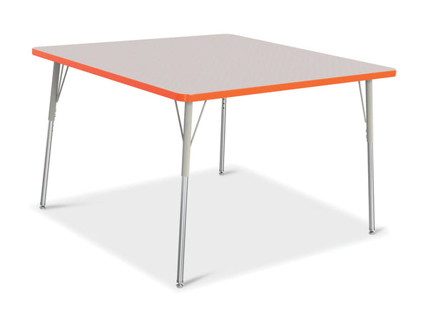 Jonticraft Berries® Square Activity Table - 48" X 48", A-height - Gray/Orange/Gray
