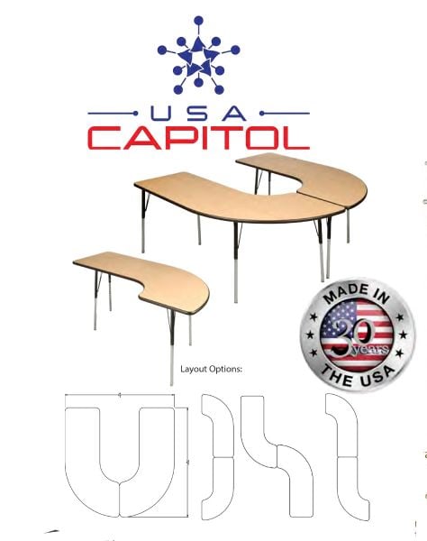 USA Capitol 36x72 Half Horseshoe Table