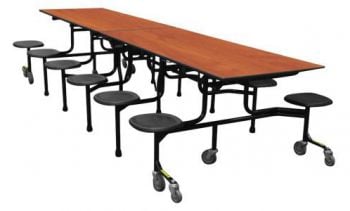 Palmer Hamilton 60T Stool Cafeteria Table - 30" Wide x 10' Long with 12 Stools