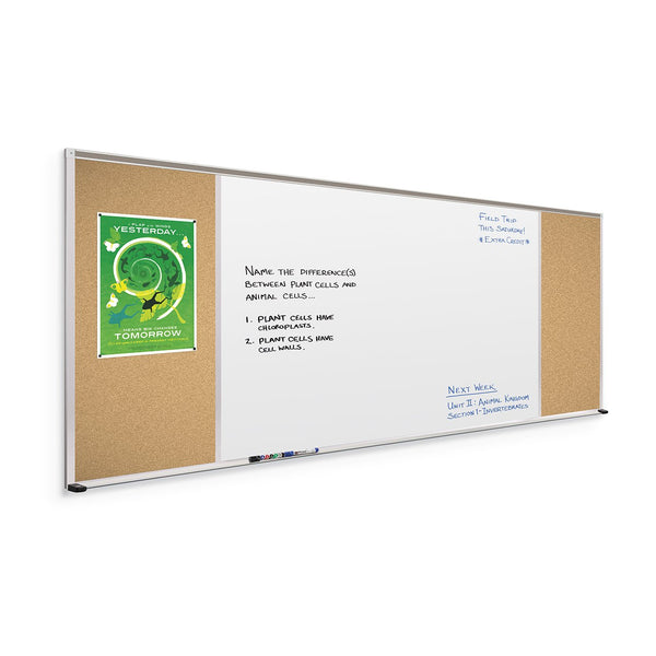 Mooreco Combination Type F Board Porcelain Steel Whiteboard Surface Overall 4'H x 16'W